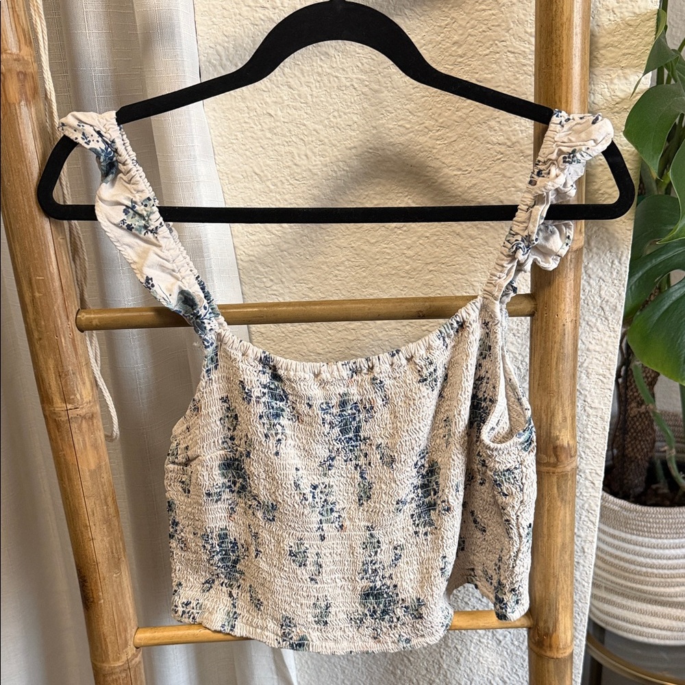 a.n.a Cream and Blue Floral Camisole